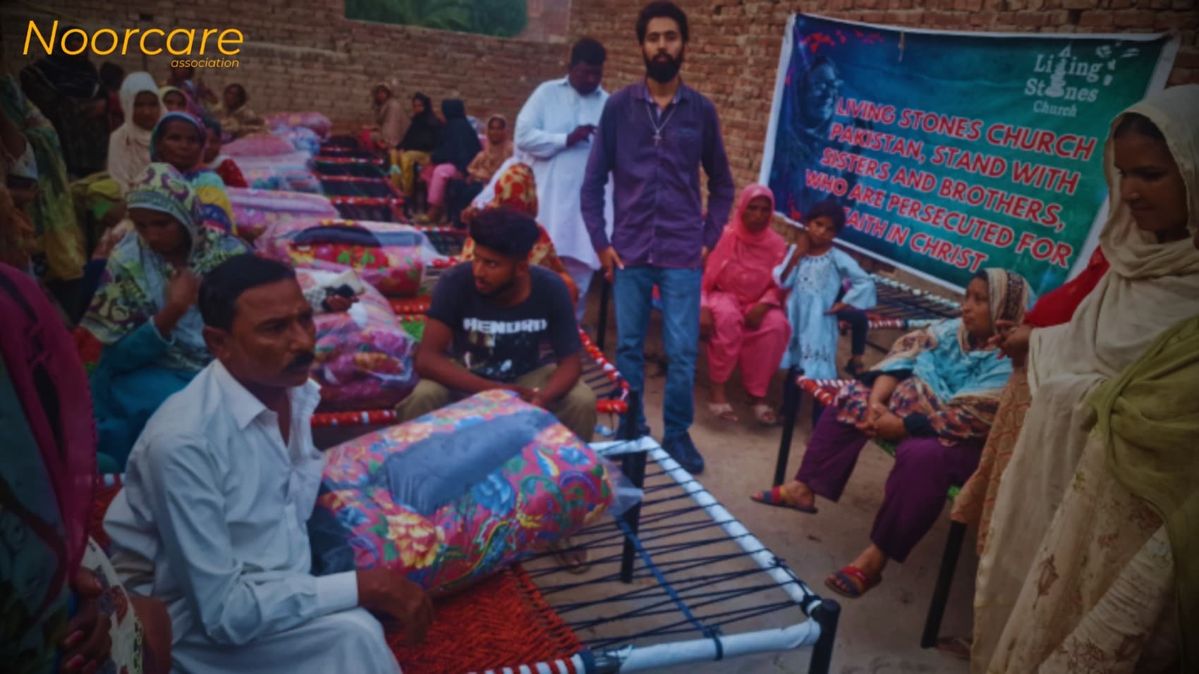 Preparing blankets and essentials for families