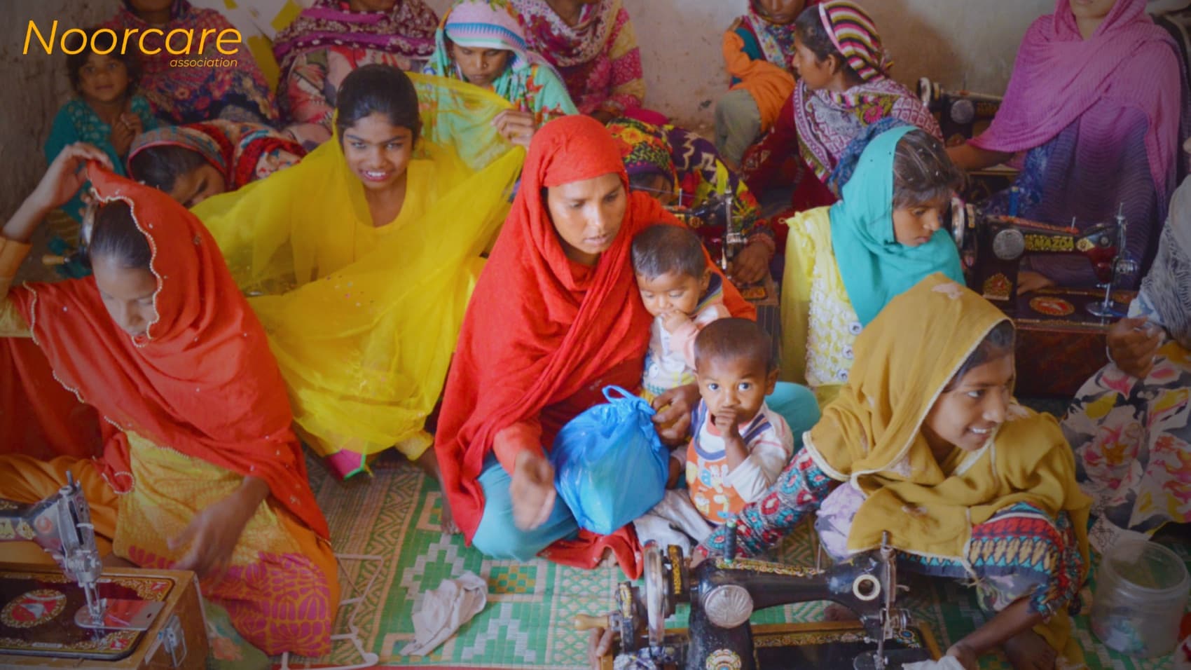 Women with finished quilts